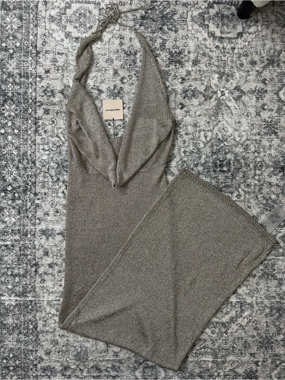 NWT Superdown Kinny Halter Maxi Dress in Silver - Picture 3 of 8